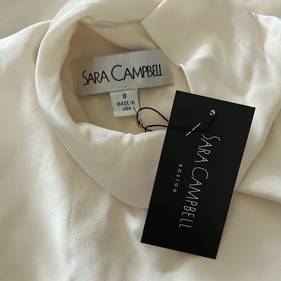 Sara Campbell NWT 💯% Silk Ivory Georgette Sleeveless Shirt Top **Size 8**🌺🌺 - Picture 4 of 4